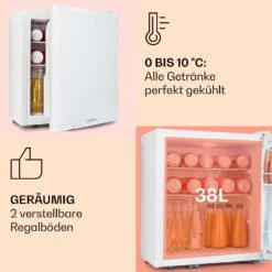 Happy Hour 38 Mini-Kühlschrank Minibar 38 Liter 26 DB 13 Happy Hour 38 Mini-Kühlschrank Minibar 38 Liter 26 DB -Klarstein 10045047 de 0004 usp