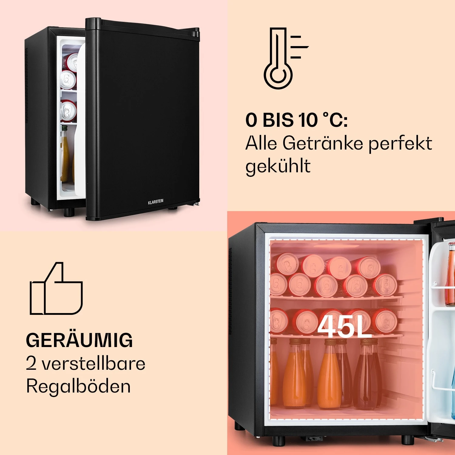 Happy Hour 45 Mini-Kühlschrank Minibar Getränkekühlschrank 45 L 26 DB 6 Happy Hour 45 Mini-Kühlschrank Minibar Getränkekühlschrank 45 L 26 DB – Bild 4