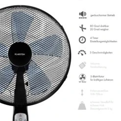 Summerjam Standventilator 2er-Set Standlüfter 50W 3 Stufen Schwarz 8 Summerjam Standventilator 2er-Set Standlüfter 50W 3 Stufen Schwarz -Klarstein 60002057 yy 0003 logo Klarstein Summerjam Standventilator schwarz