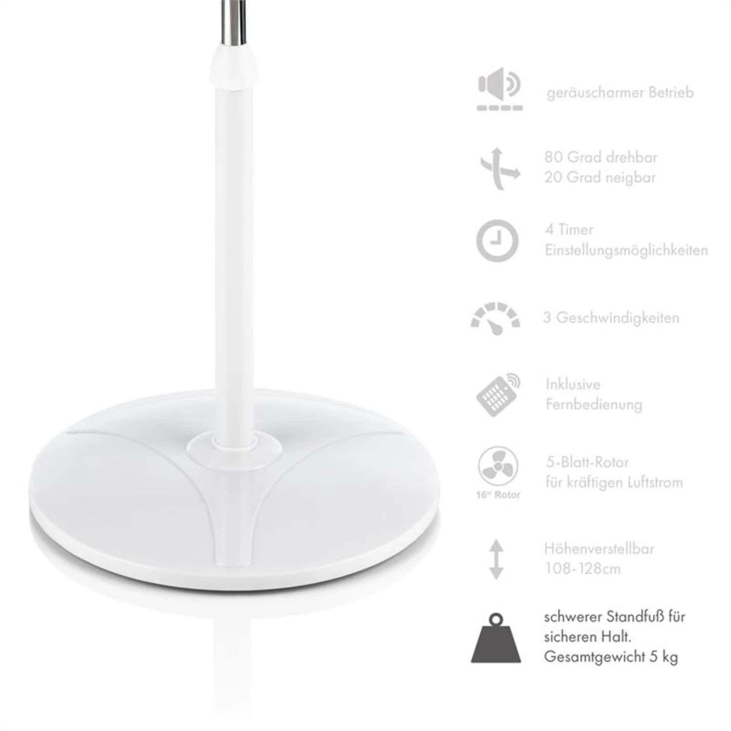 Summerjam Standventilator 2er-Set Standlüfter 50W 3 Stufen Weiß 8 Summerjam Standventilator 2er-Set Standlüfter 50W 3 Stufen Weiß – Bild 6