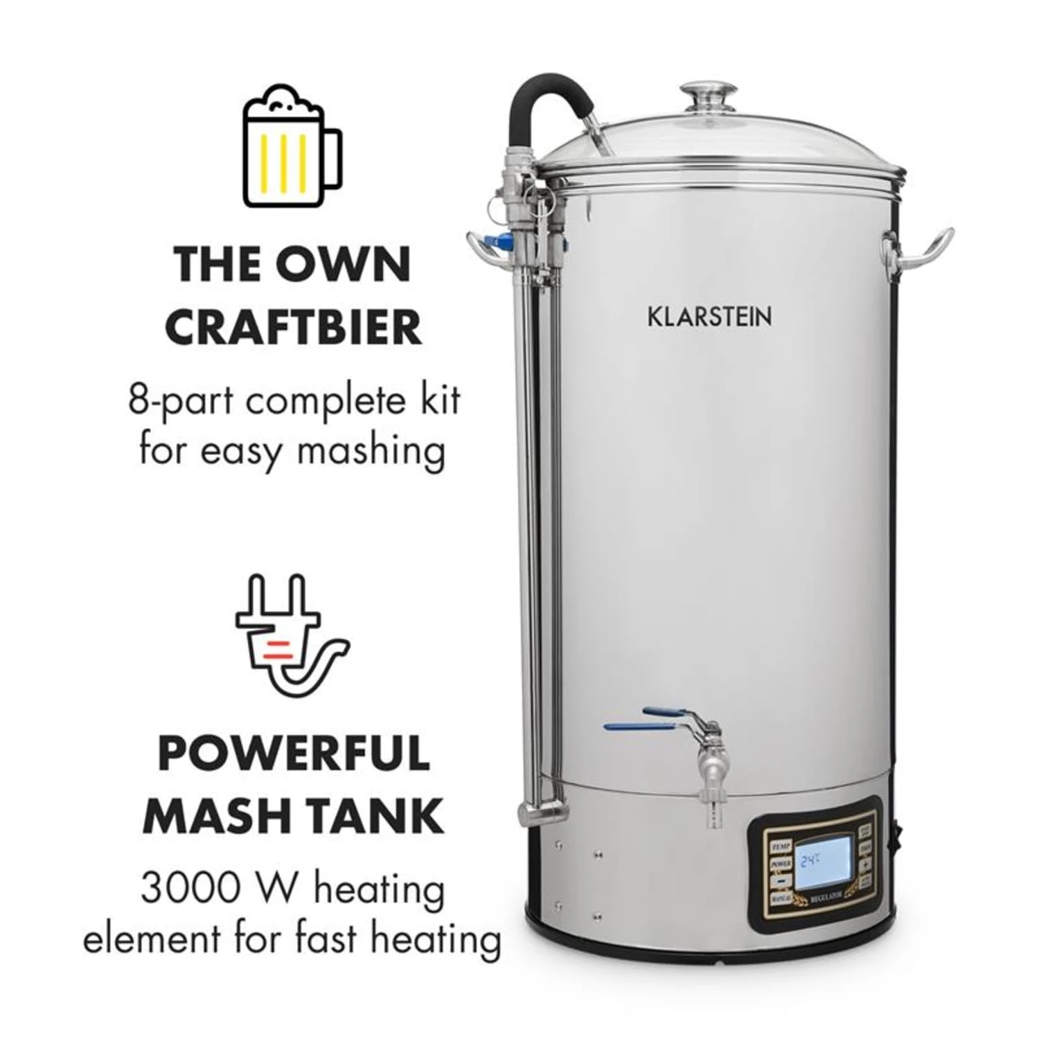 Mundschenk XXL + Eintauchkühler Bierbrauanlage 3000W 50l 304 Edelstahl 4 Mundschenk XXL + Eintauchkühler Bierbrauanlage 3000W 50l 304 Edelstahl – Bild 2