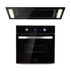 Gusteau Remy Einbau-Set Backofen + Einbau-Haube 2950W 64Ltr 620 M³/h Schwarz Edelstahl