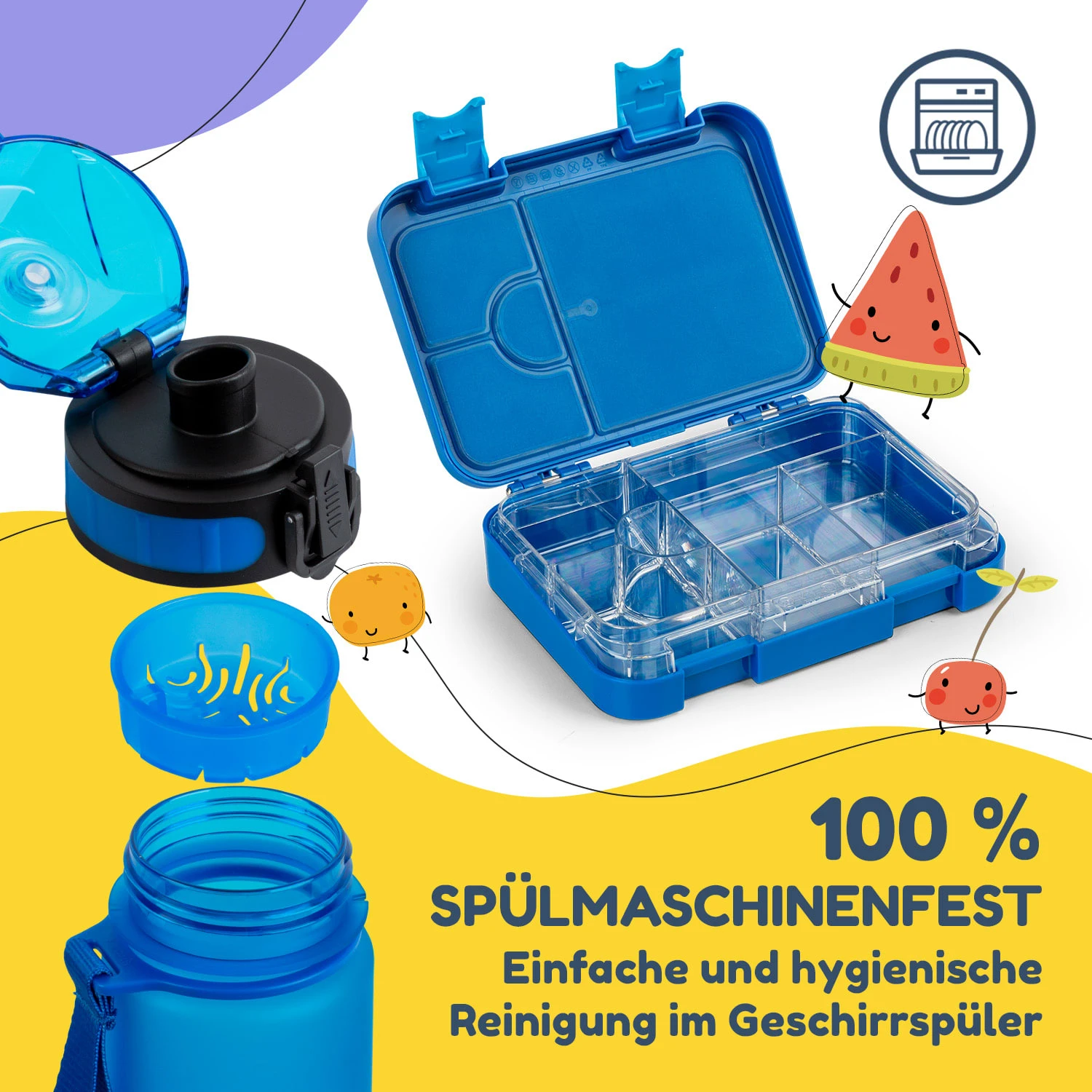 Schmatzfatz Frühstücksset Lunchbox & Trinkflasche Tritan Dicht BPA-frei 7 Schmatzfatz Frühstücksset Lunchbox & Trinkflasche Tritan Dicht BPA-frei – Bild 5